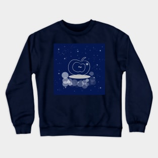 Half of an apple, plant, food, nature, diet food, fruit, illustration, night, technology, light, shine, beautiful, style, stylish, universe, cosmos, galaxy, Crewneck Sweatshirt